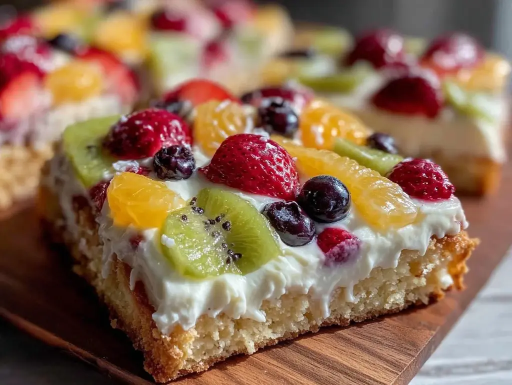 Easy Creamy Fruit Pizza Sugar Cookie Bars - featured image