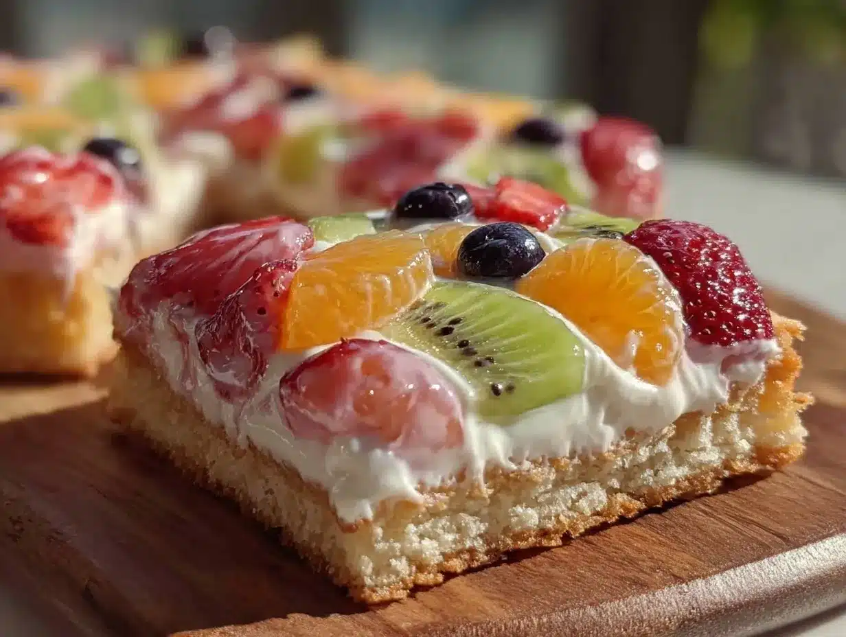Easy Creamy Fruit Pizza Sugar Cookie Bars preparation steps