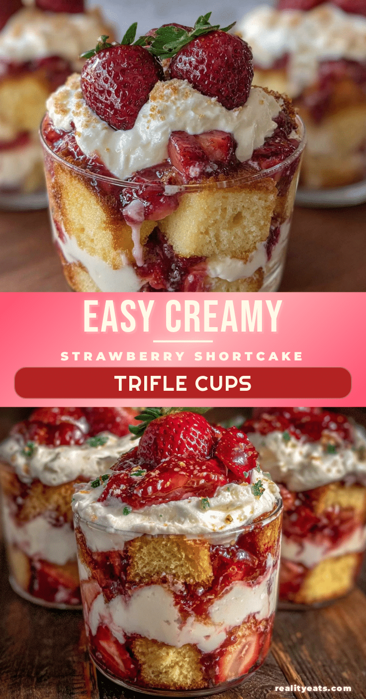easy creamy strawberry shortcake trifle cups recipe