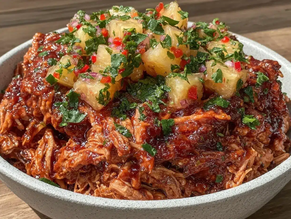 Easy Crockpot Hawaiian BBQ Chicken preparation steps