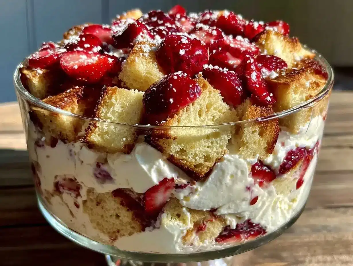 easy strawberry shortcake trifle preparation steps
