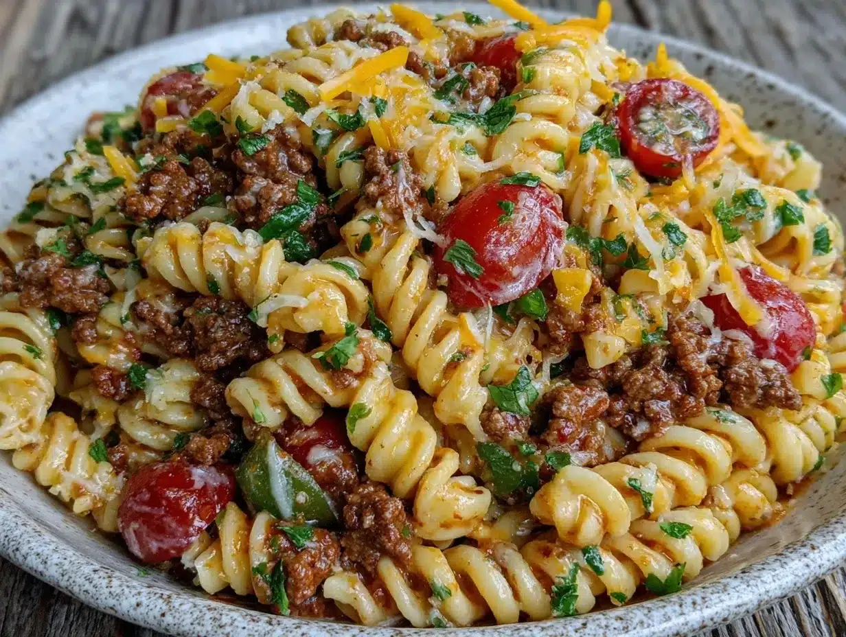 Easy Zesty Taco Pasta Salad preparation steps