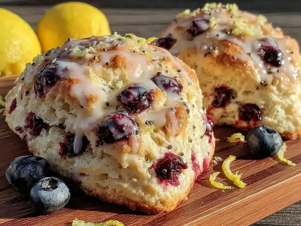 fluffy lemon blueberry scones - featured image