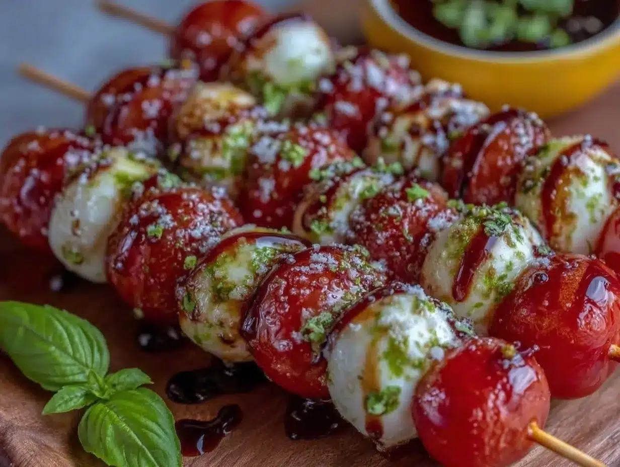 fresh caprese salad skewers preparation steps