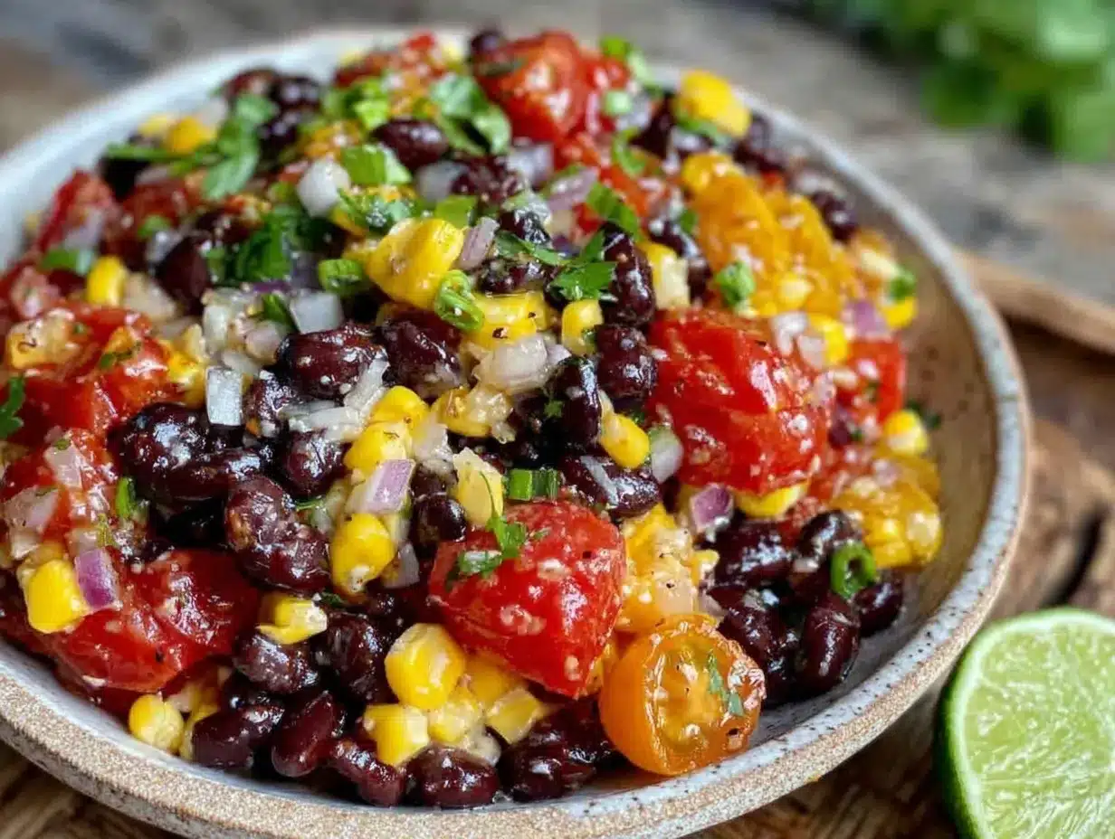 fresh cowboy caviar black bean salad preparation steps