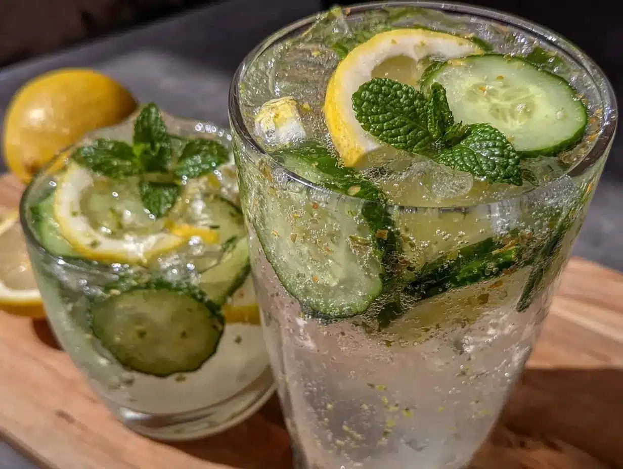 fresh cucumber mint infused water preparation steps