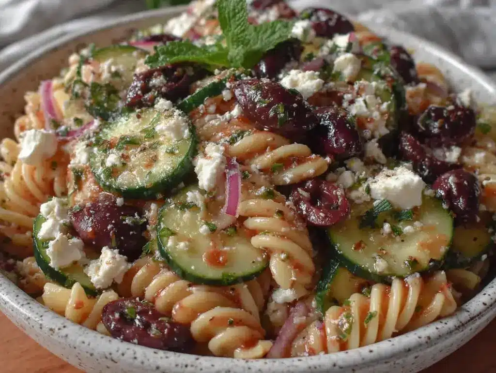 Fresh Greek Cucumber Pasta Salad - featured image