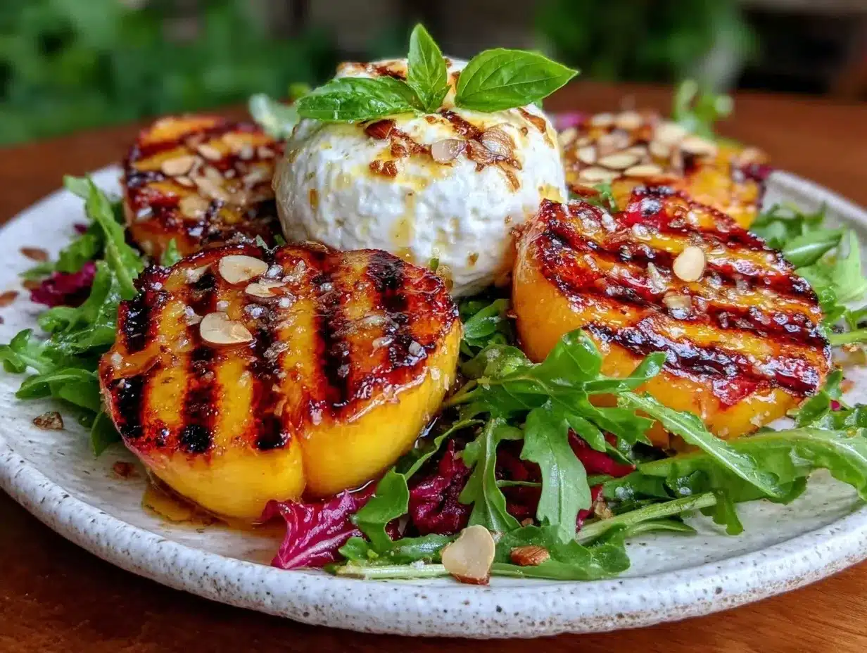 fresh grilled peach and burrata salad preparation steps