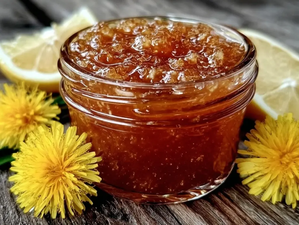 fresh homemade dandelion jelly - featured image