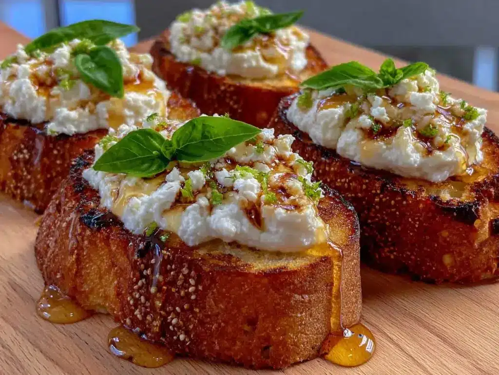 fresh lemon ricotta bruschetta - featured image