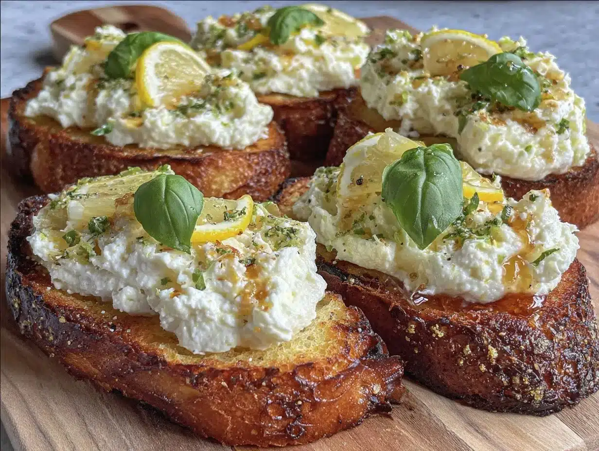 fresh lemon ricotta bruschetta preparation steps