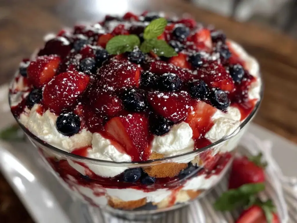 fresh red white and blue trifle - featured image