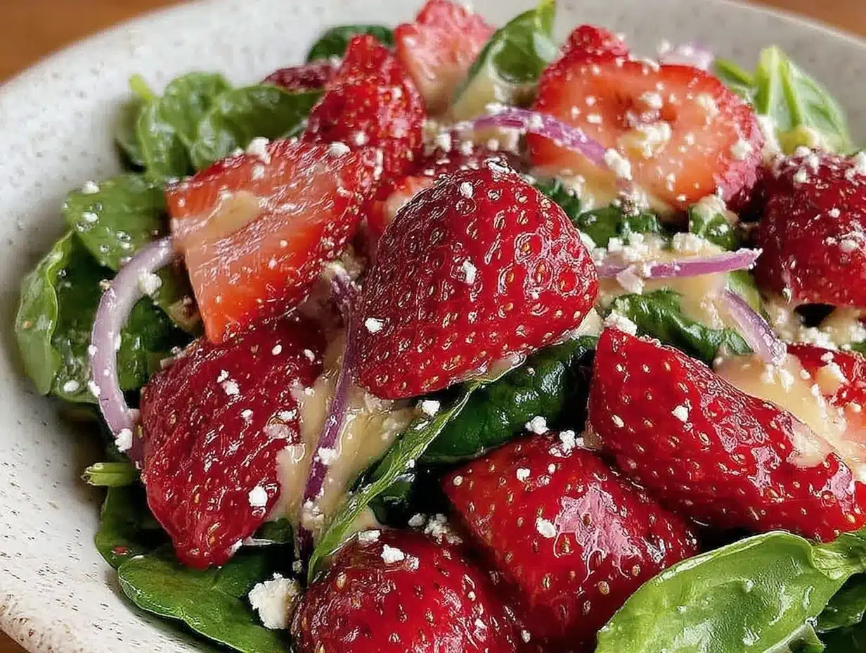 fresh strawberry spinach salad preparation steps