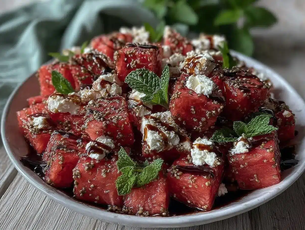 Fresh Watermelon Feta Salad preparation steps