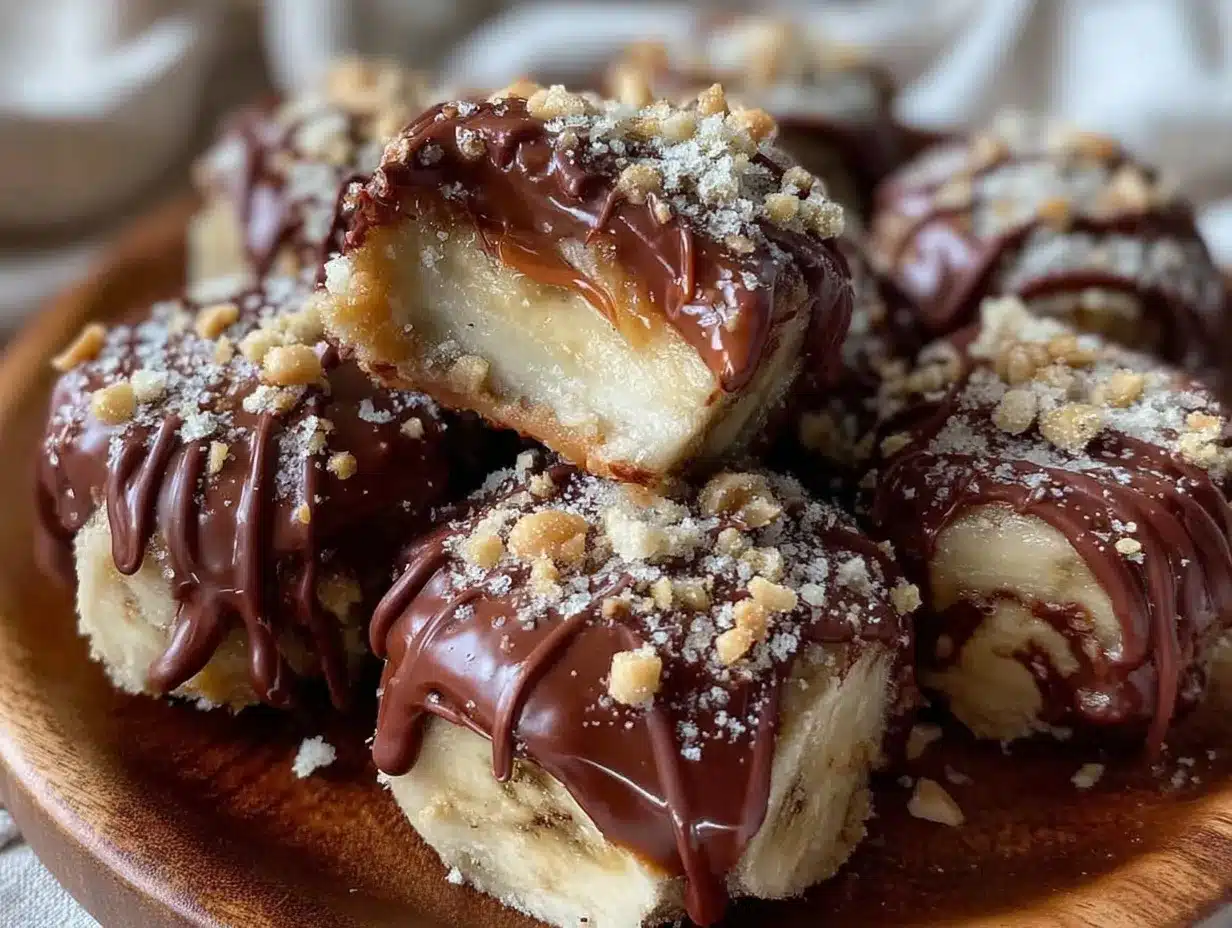 frozen chocolate peanut butter banana bites preparation steps