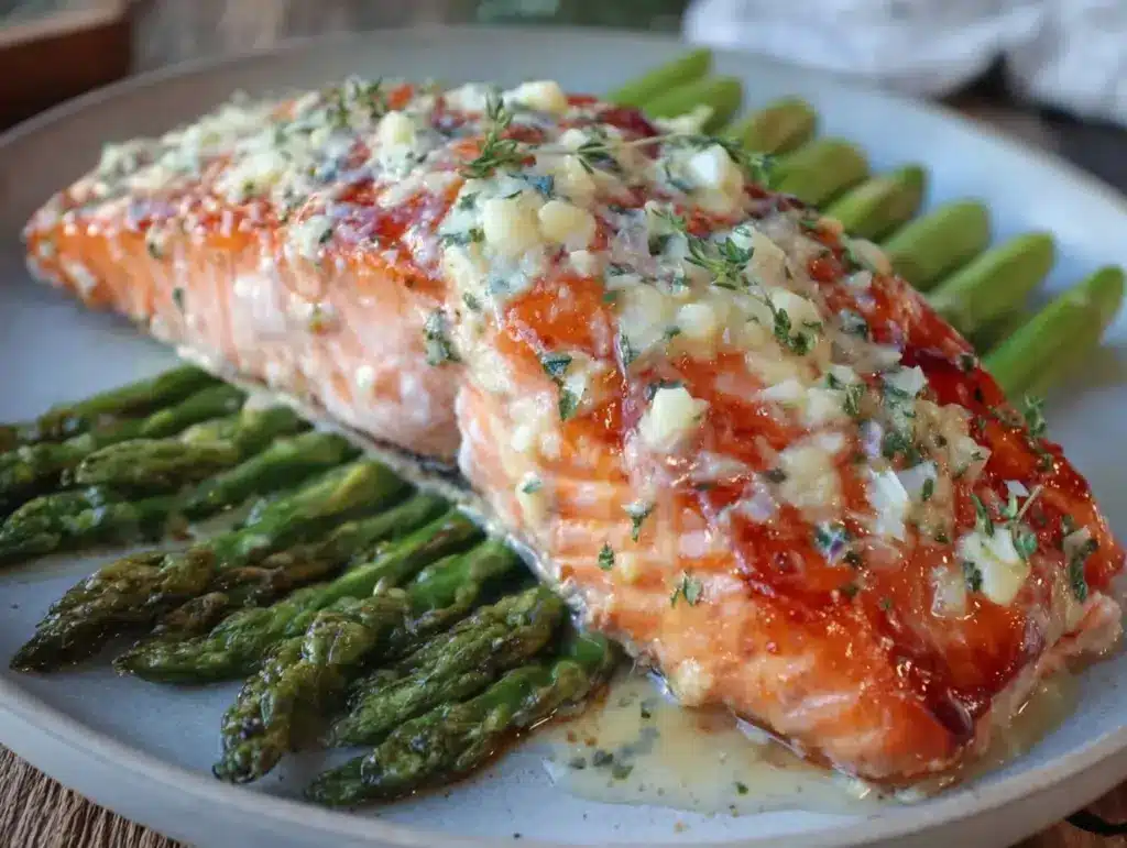 garlic butter baked salmon - featured image