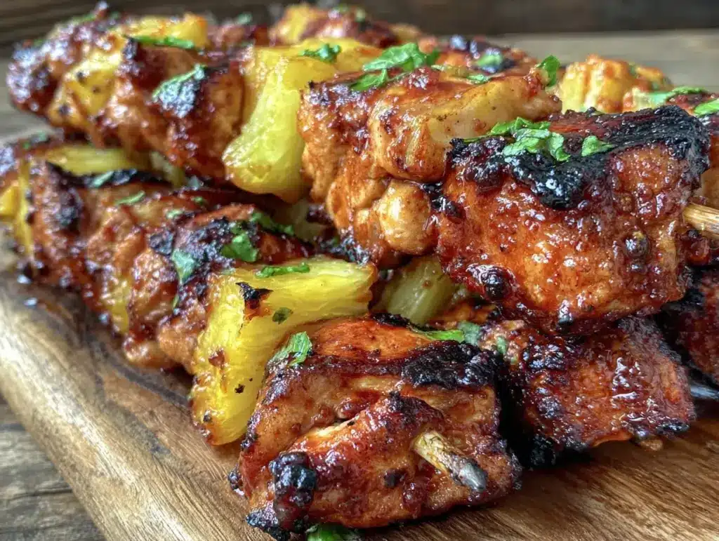 grilled honey sriracha chicken skewers - featured image