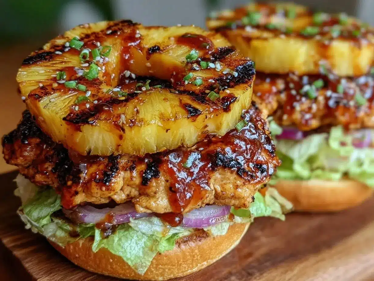 grilled pineapple teriyaki chicken burgers preparation steps