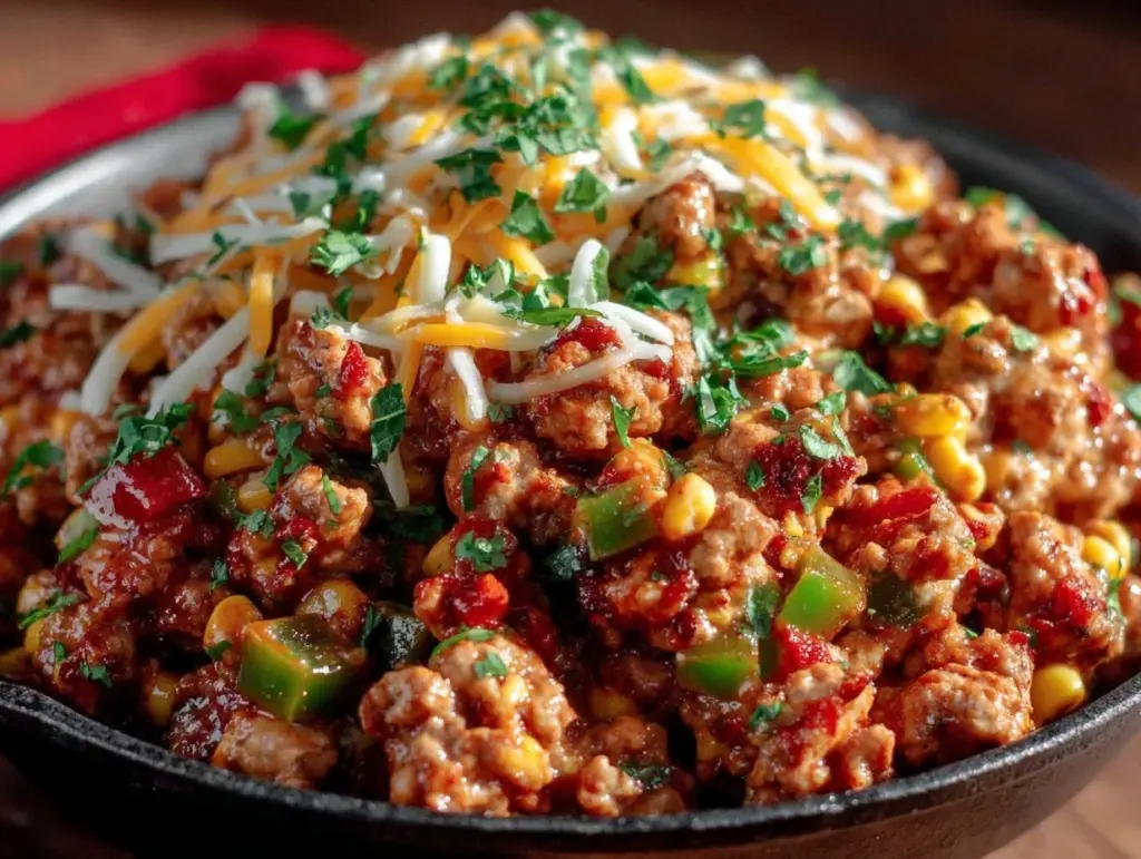 ground turkey taco skillet - featured image
