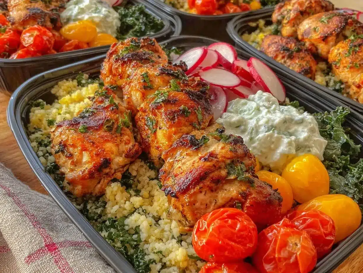 healthy 5-day mediterranean lunch box meal prep preparation steps