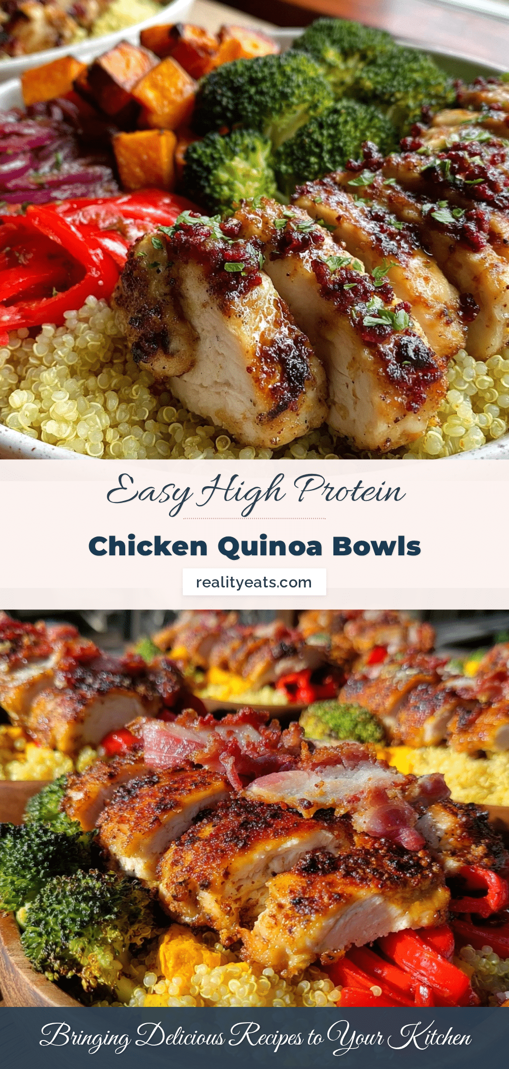high protein chicken quinoa meal prep bowls recipe