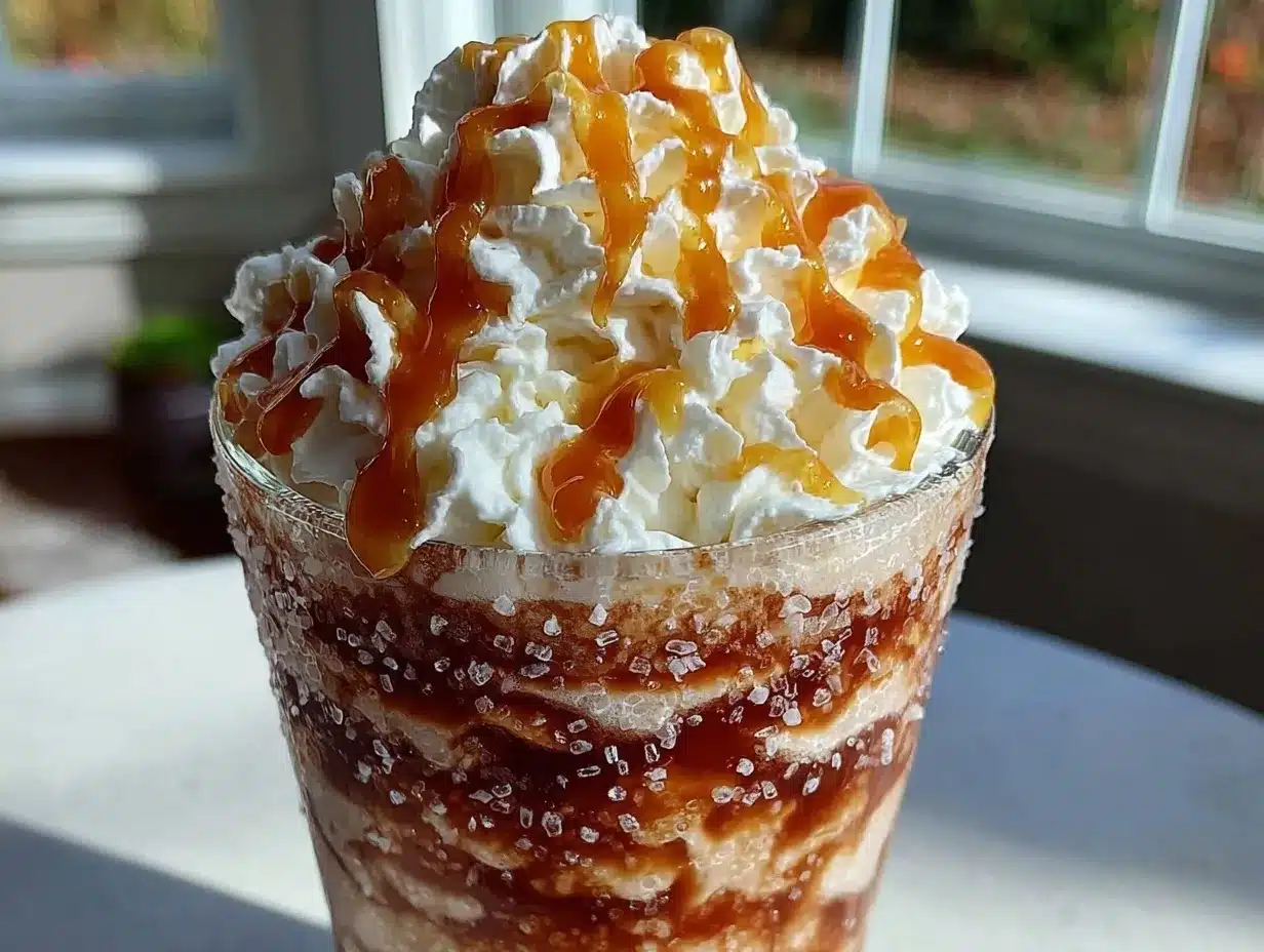 homemade Starbucks caramel frappuccino preparation steps