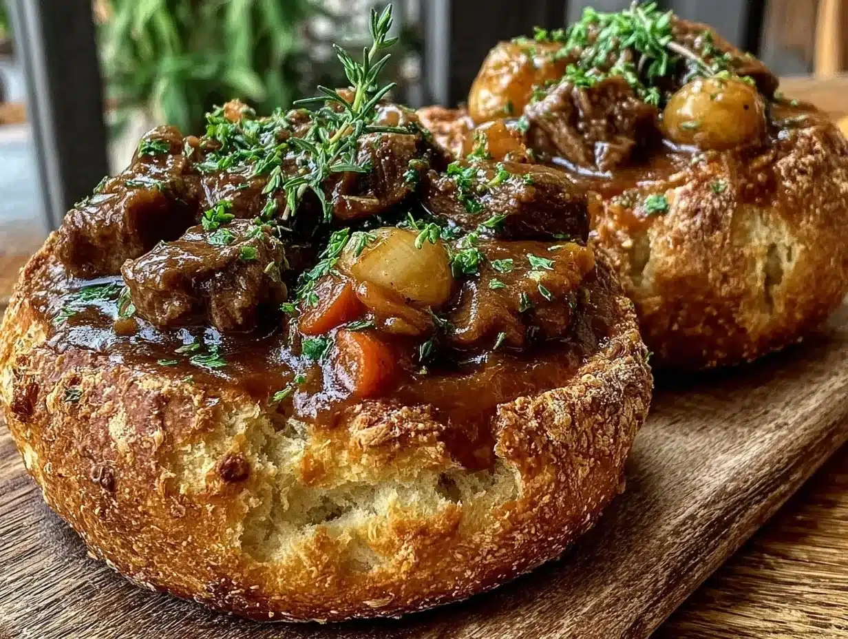 irish stew stuffed bread bowls preparation steps
