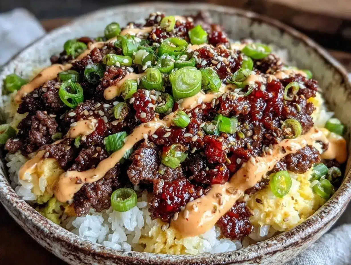 Korean ground beef bowl preparation steps