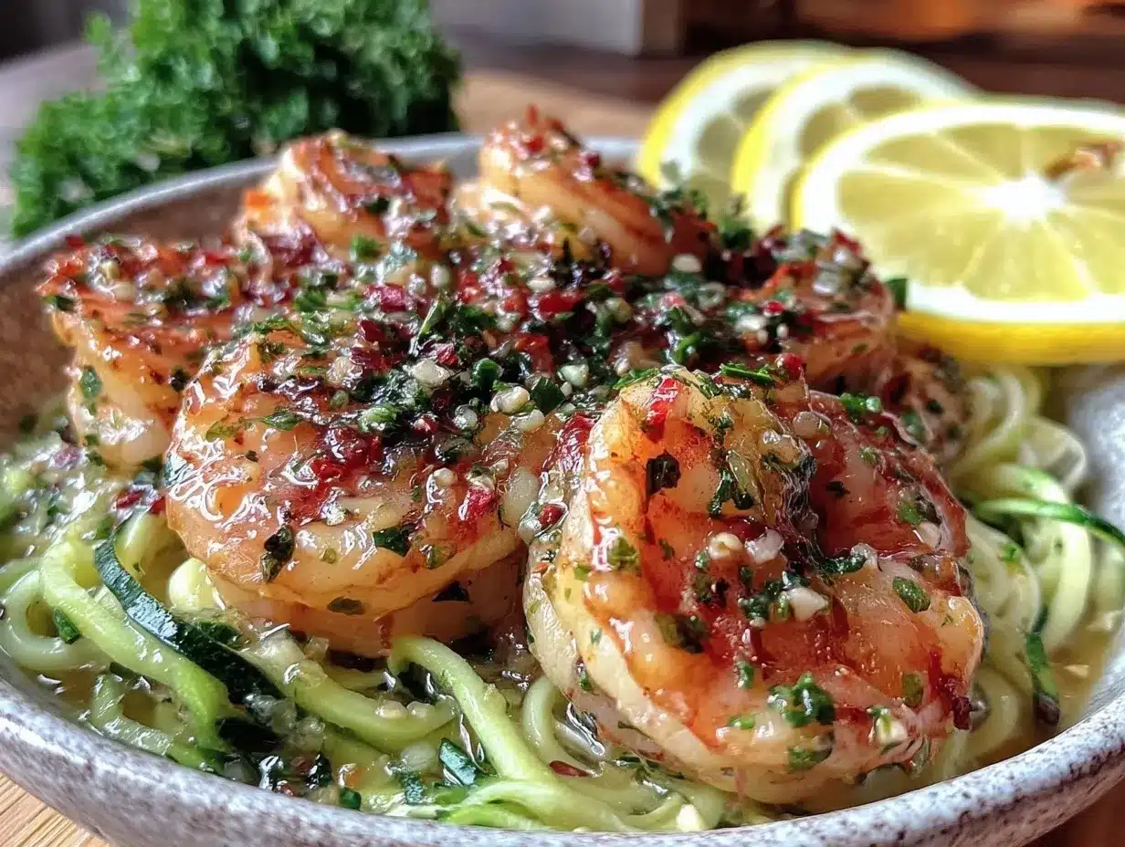 lemon garlic shrimp with zucchini noodles preparation steps