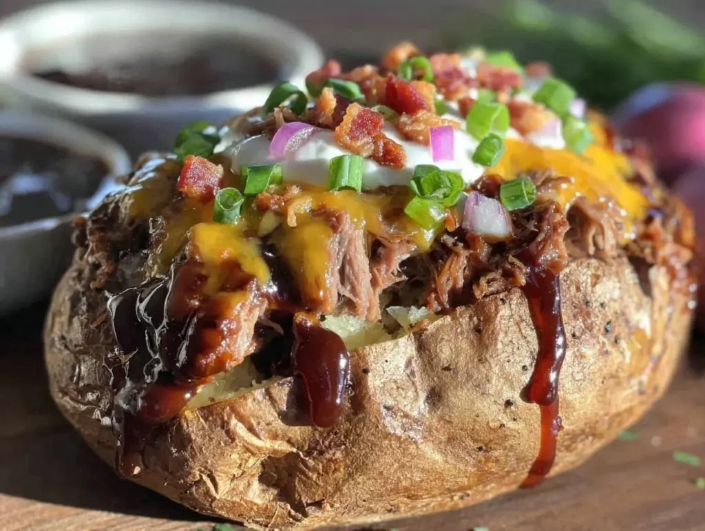 loaded bbq brisket baked potato - featured image