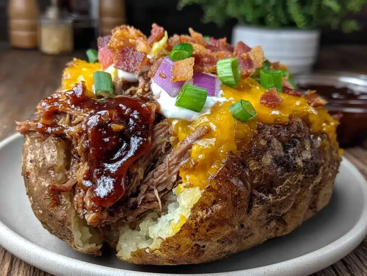 loaded bbq brisket baked potato preparation steps