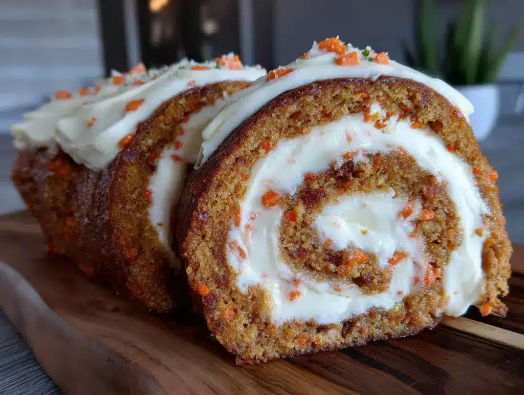 moist carrot cake swiss roll - featured image