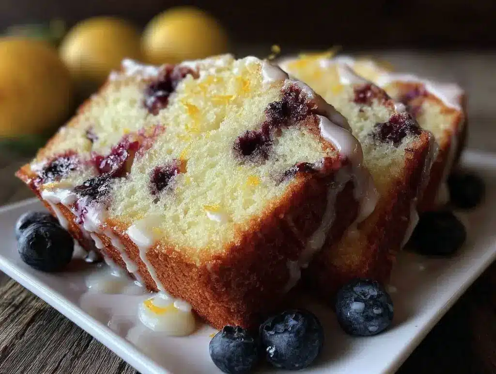 moist lemon blueberry pound cake - featured image