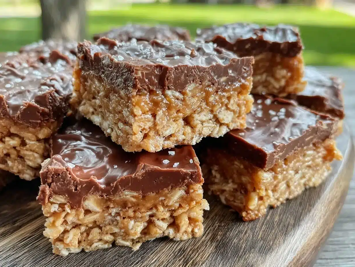 no-bake chocolate peanut butter oat bars preparation steps