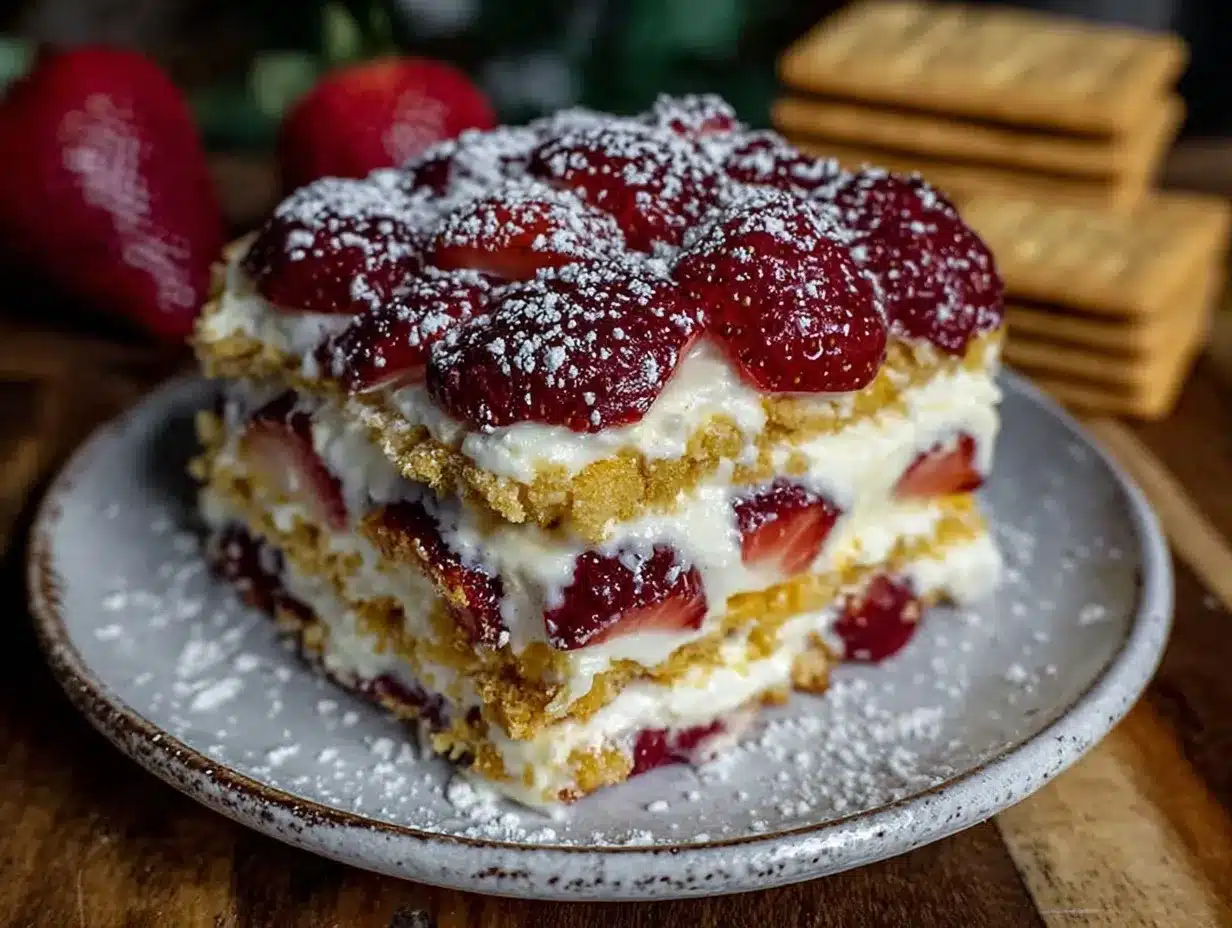 no bake strawberry icebox cake preparation steps