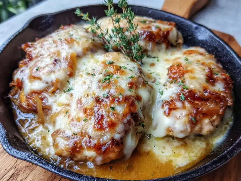 one-skillet french onion chicken - featured image