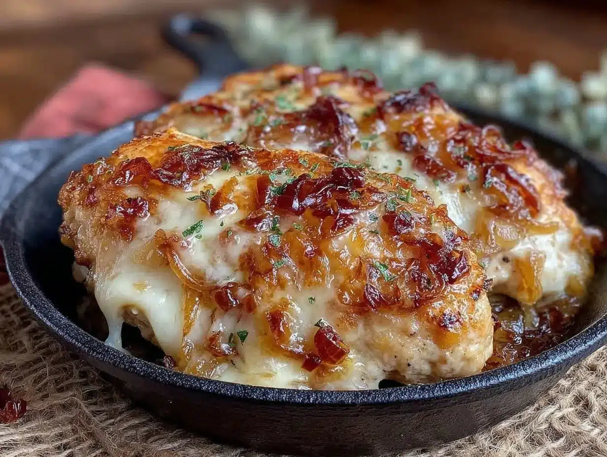 one-skillet french onion chicken preparation steps