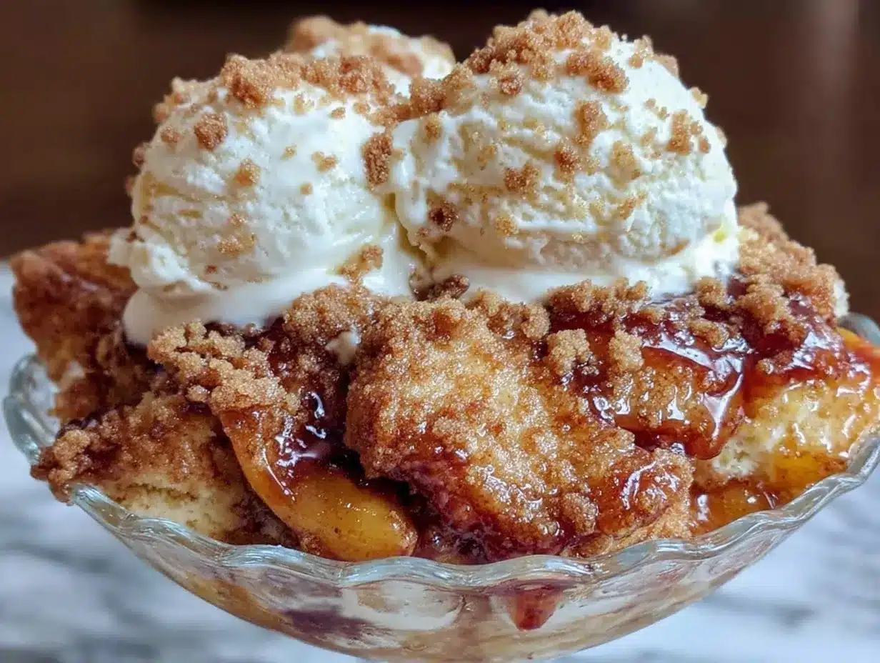 peach cobbler ice cream sundae preparation steps