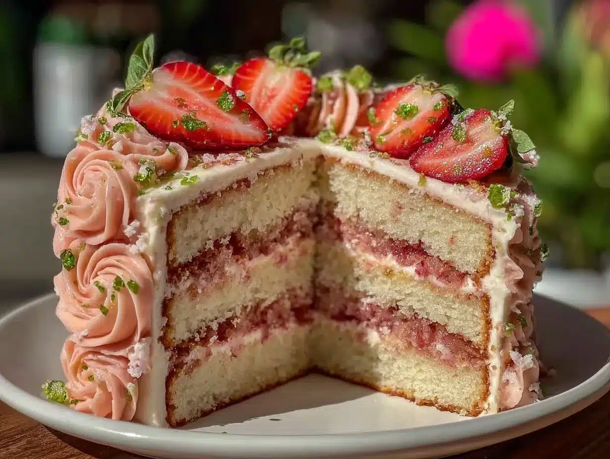 perfect strawberry rose layer cake preparation steps