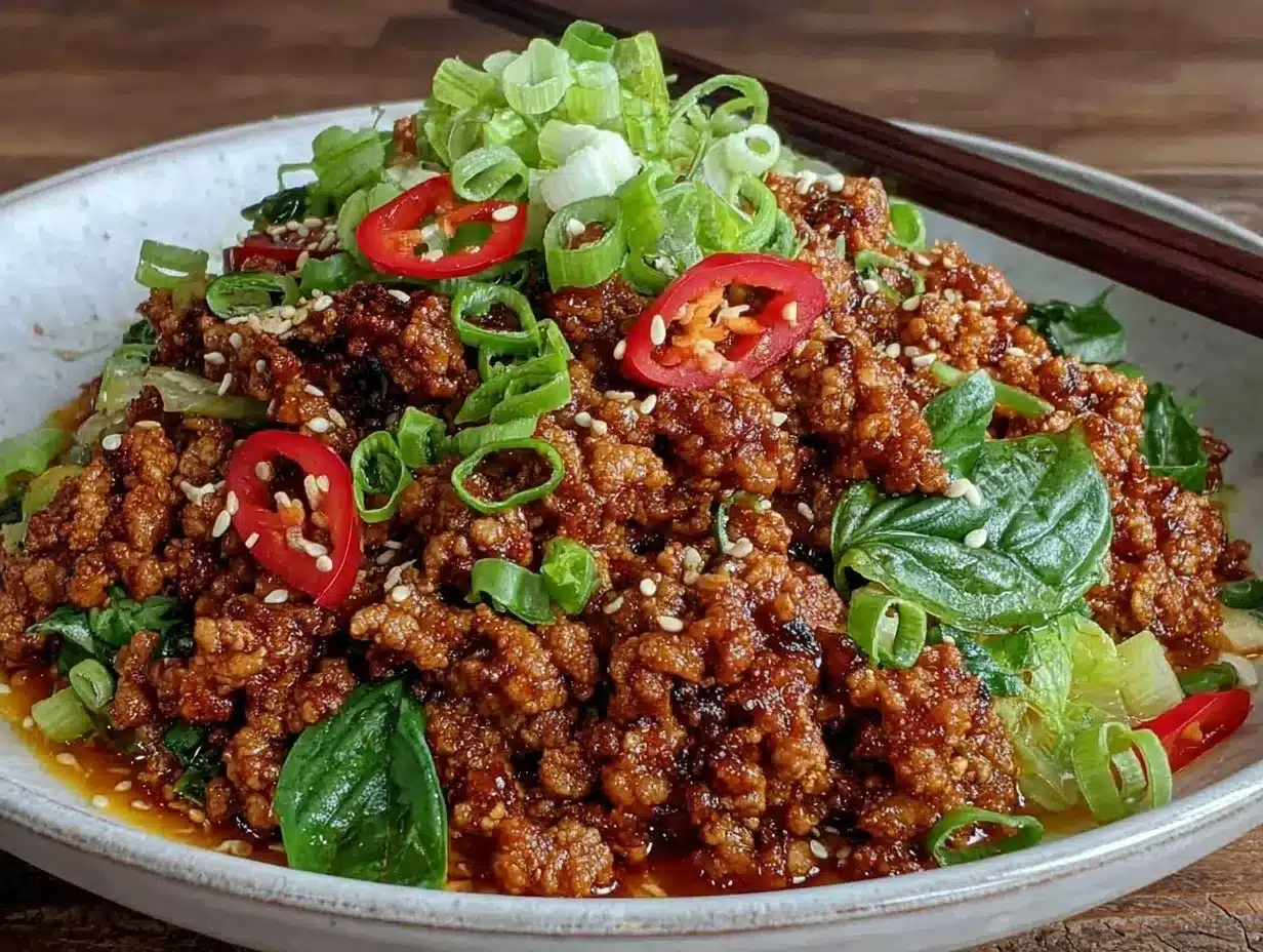 quick spicy thai basil ground chicken stir fry preparation steps