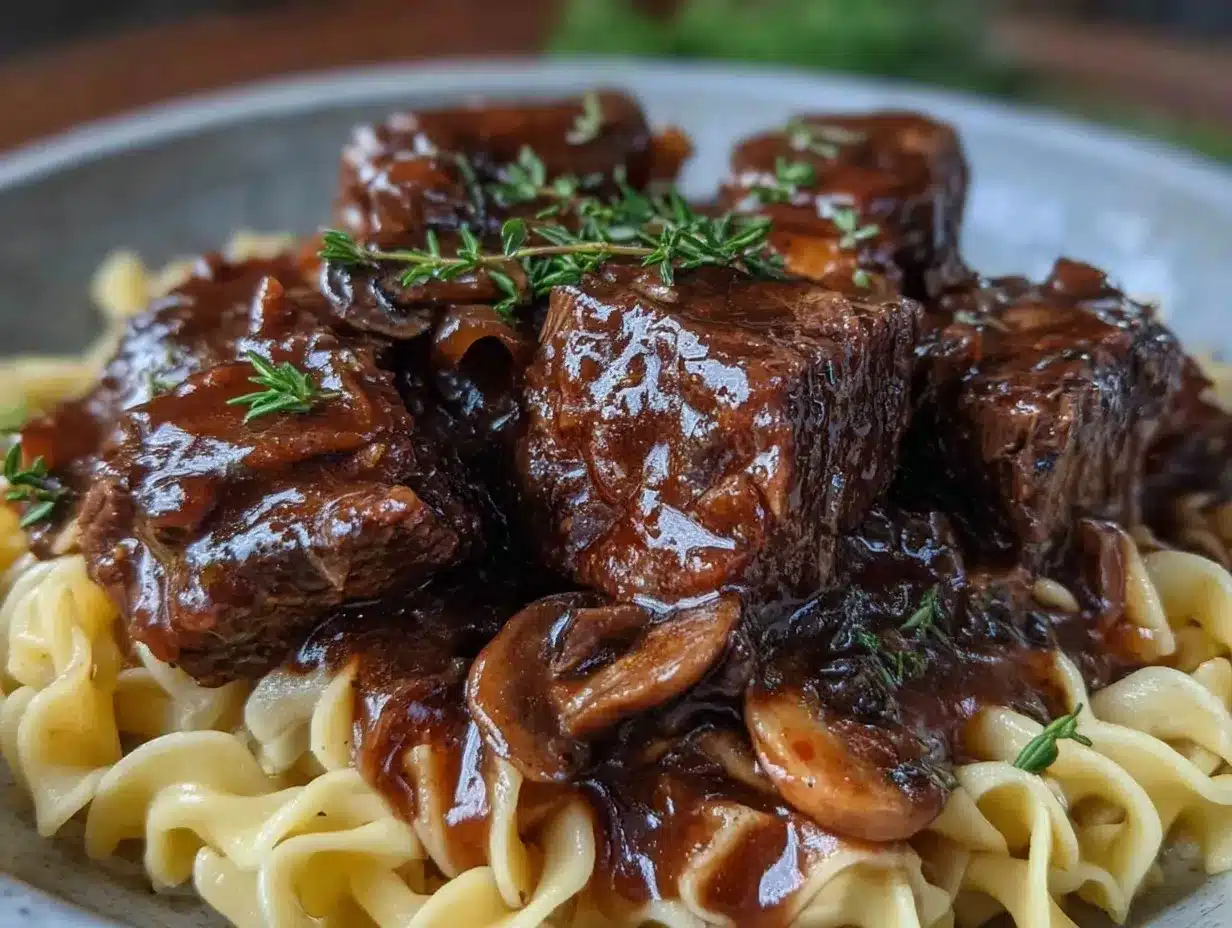 slow cooker beef tips and gravy preparation steps