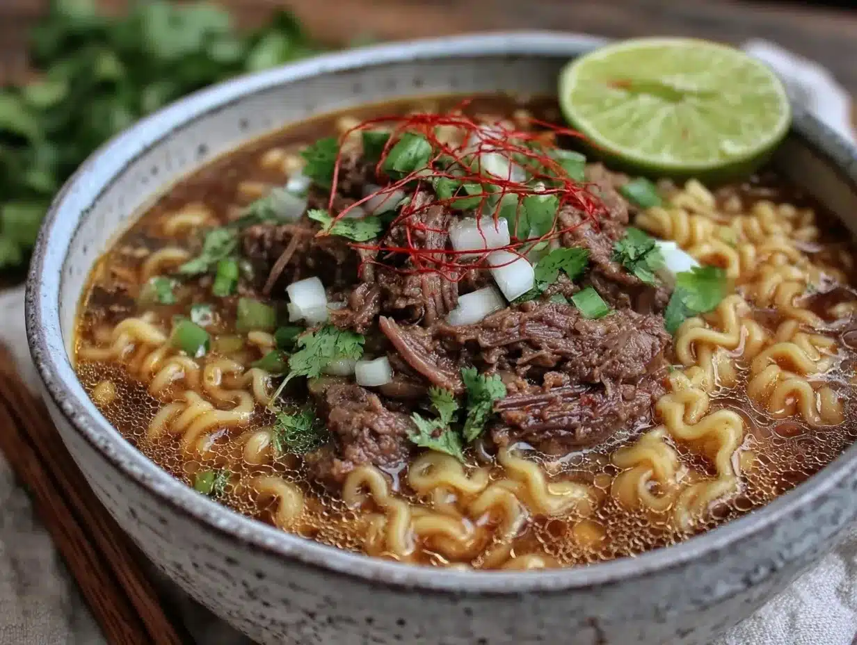 slow cooker birria ramen preparation steps