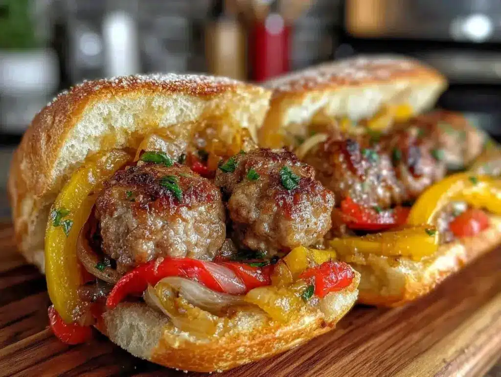 slow cooker italian sausage and pepper hoagies - featured image