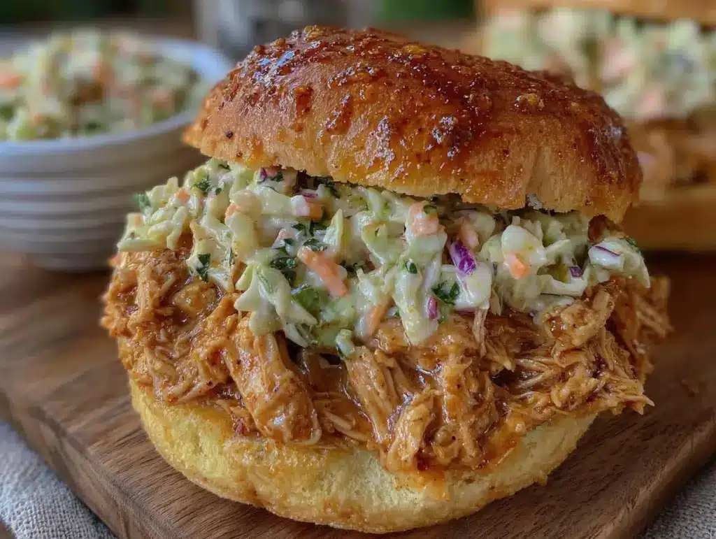 slow cooker pulled chicken sandwiches - featured image