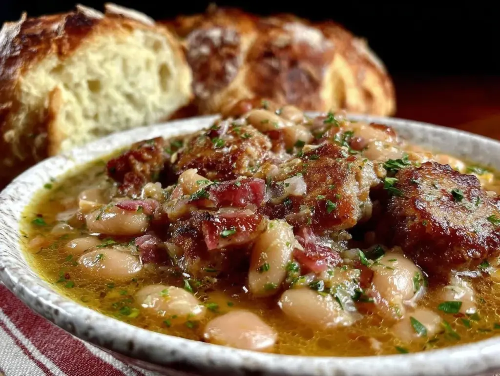 slow cooker Tuscan white bean and sausage soup - featured image