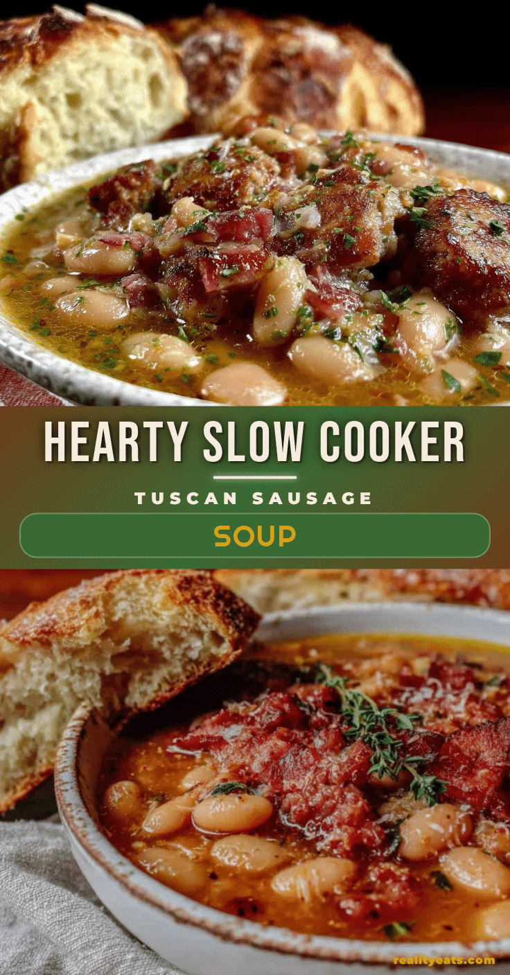 slow cooker Tuscan white bean and sausage soup recipe