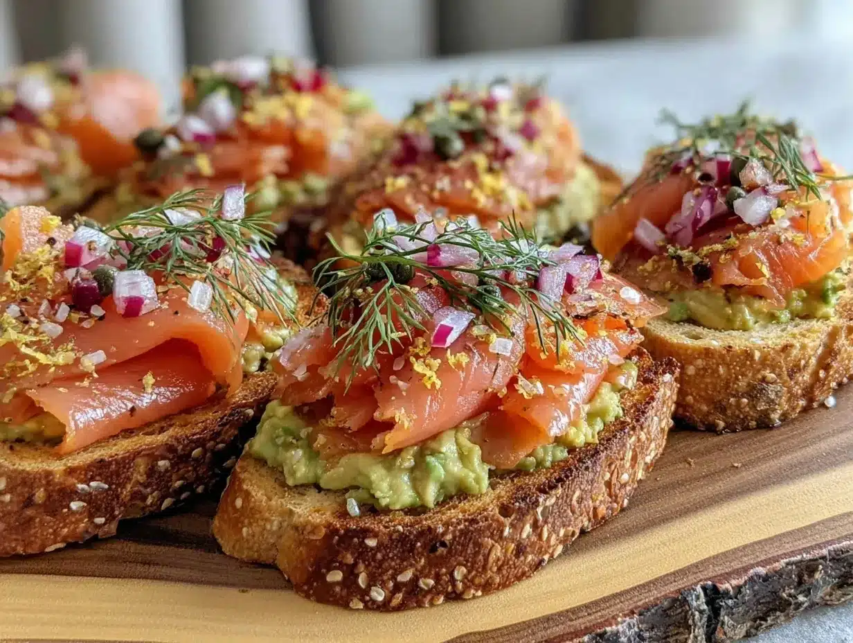 smoked salmon avocado toast board preparation steps