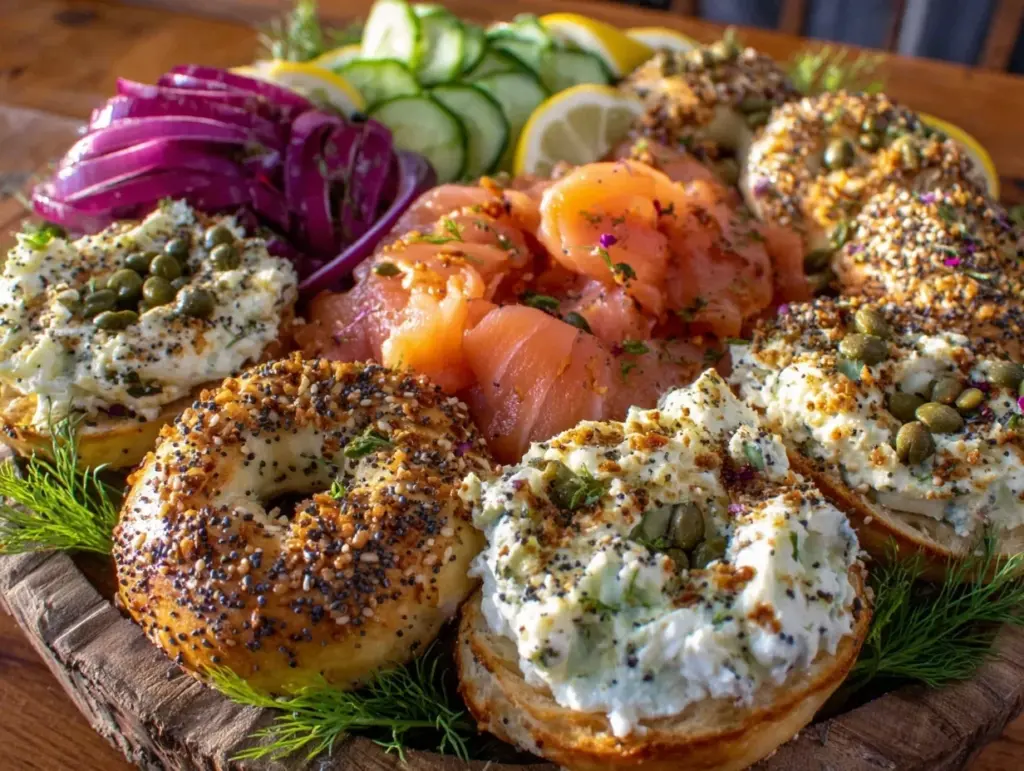 smoked salmon bagel board - featured image