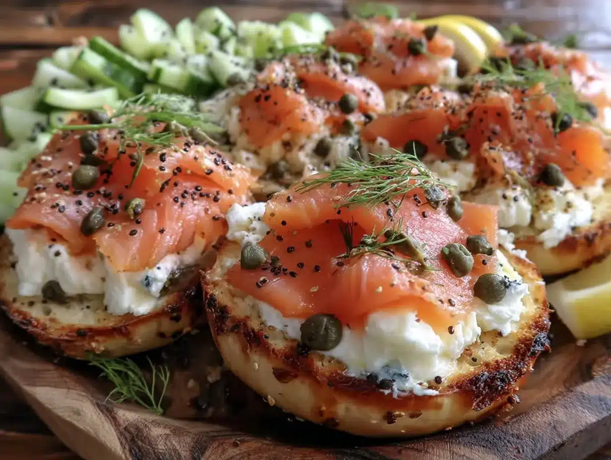 smoked salmon bagel board preparation steps