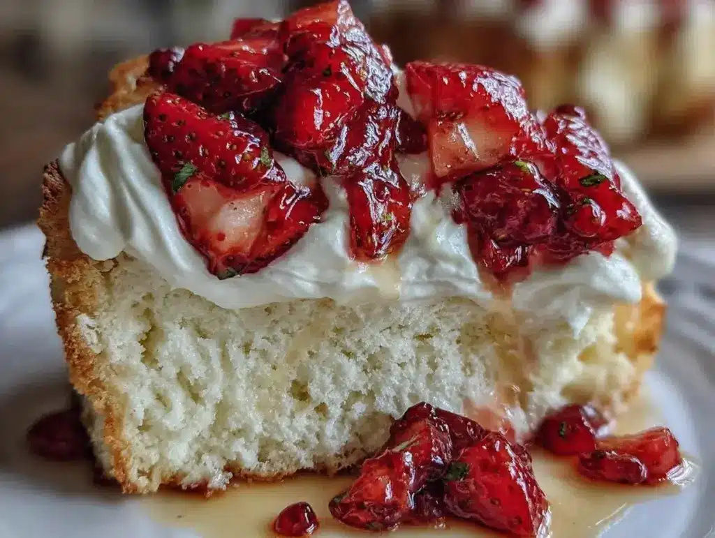 strawberry angel food cake - featured image